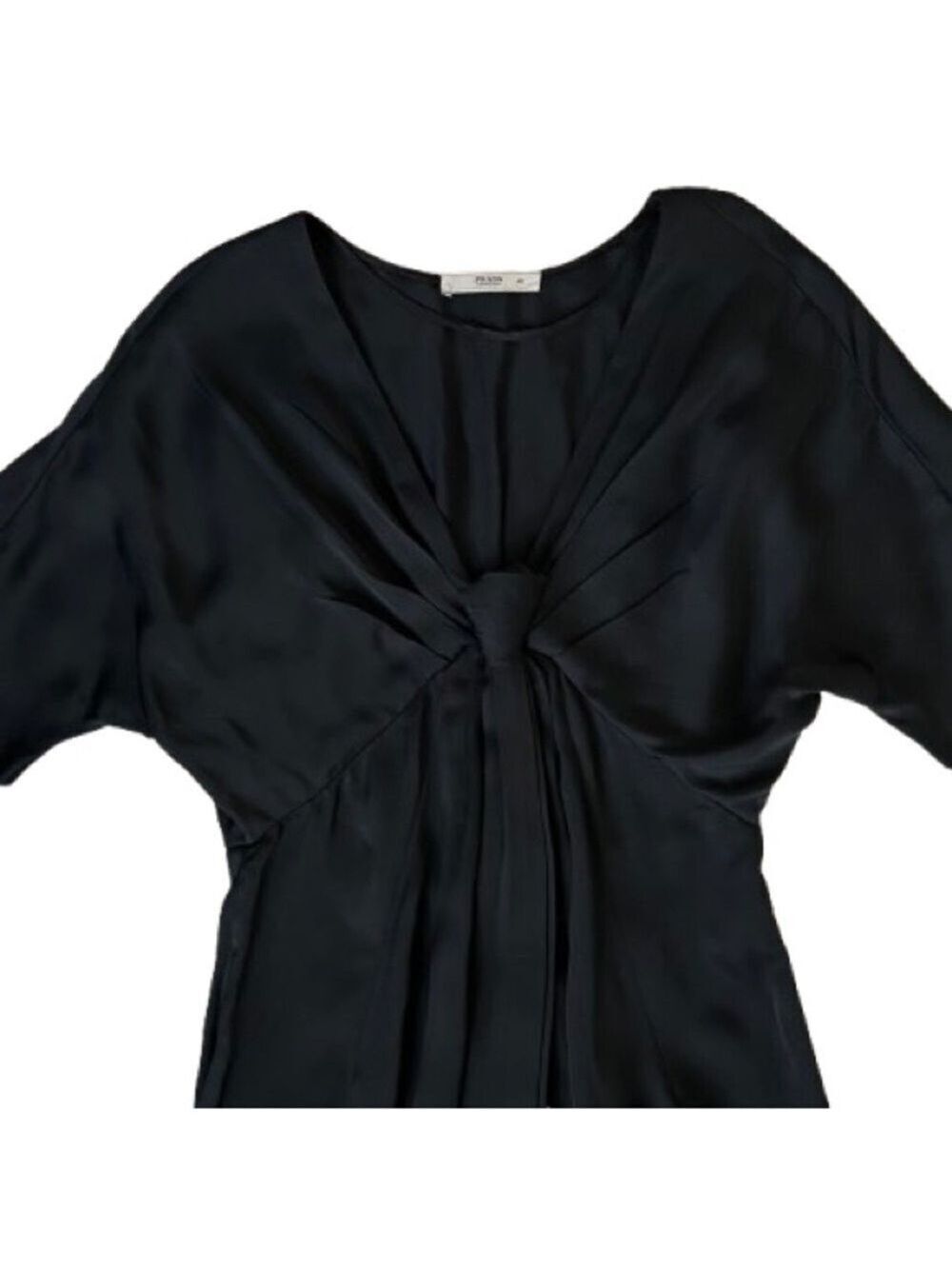 Prada Deep V Dolman Sleeved Black Midi Dress Size 40 - Picture 8 of 9